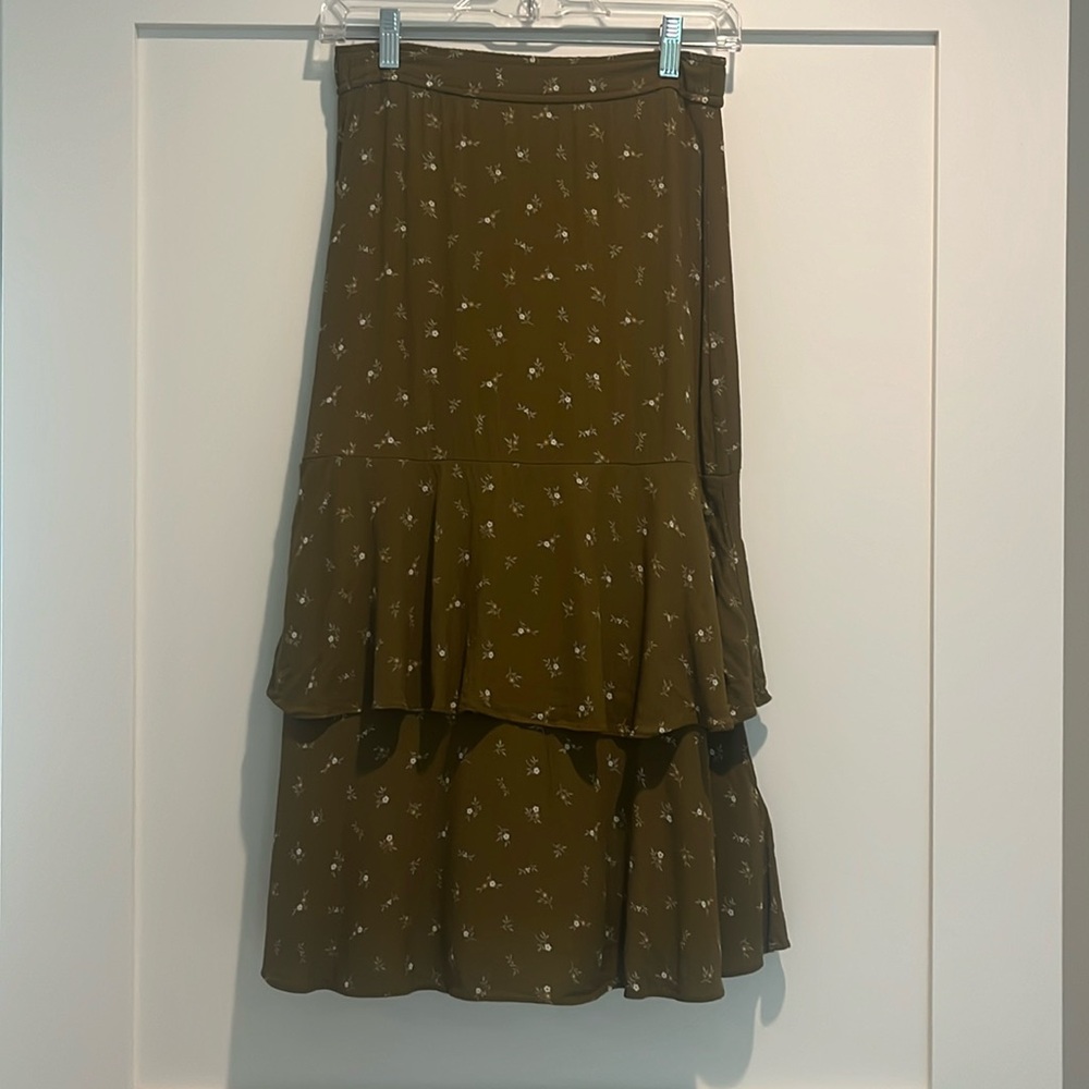 Madewell Floral Tiered Midi Skirt, Size XS